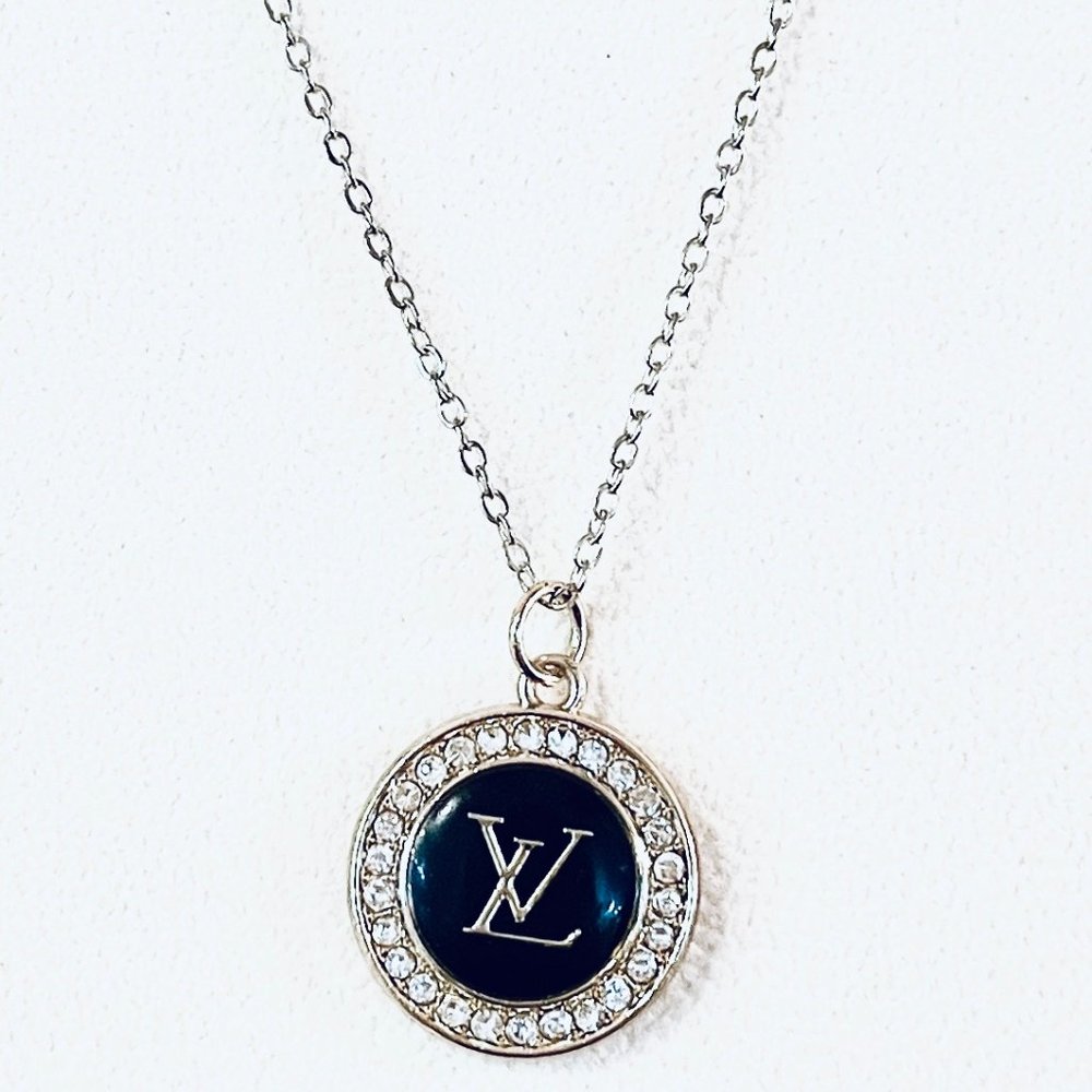 Black and Crystal Zipper Charm on Chain